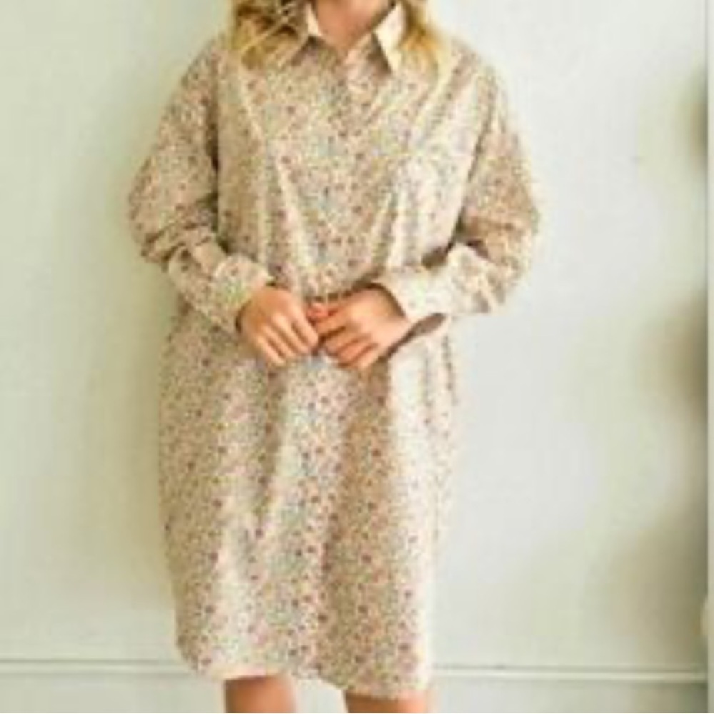 THINGS BETWEEN Women’s Floral Button Front Shirt Dress Size S.  ((B4))